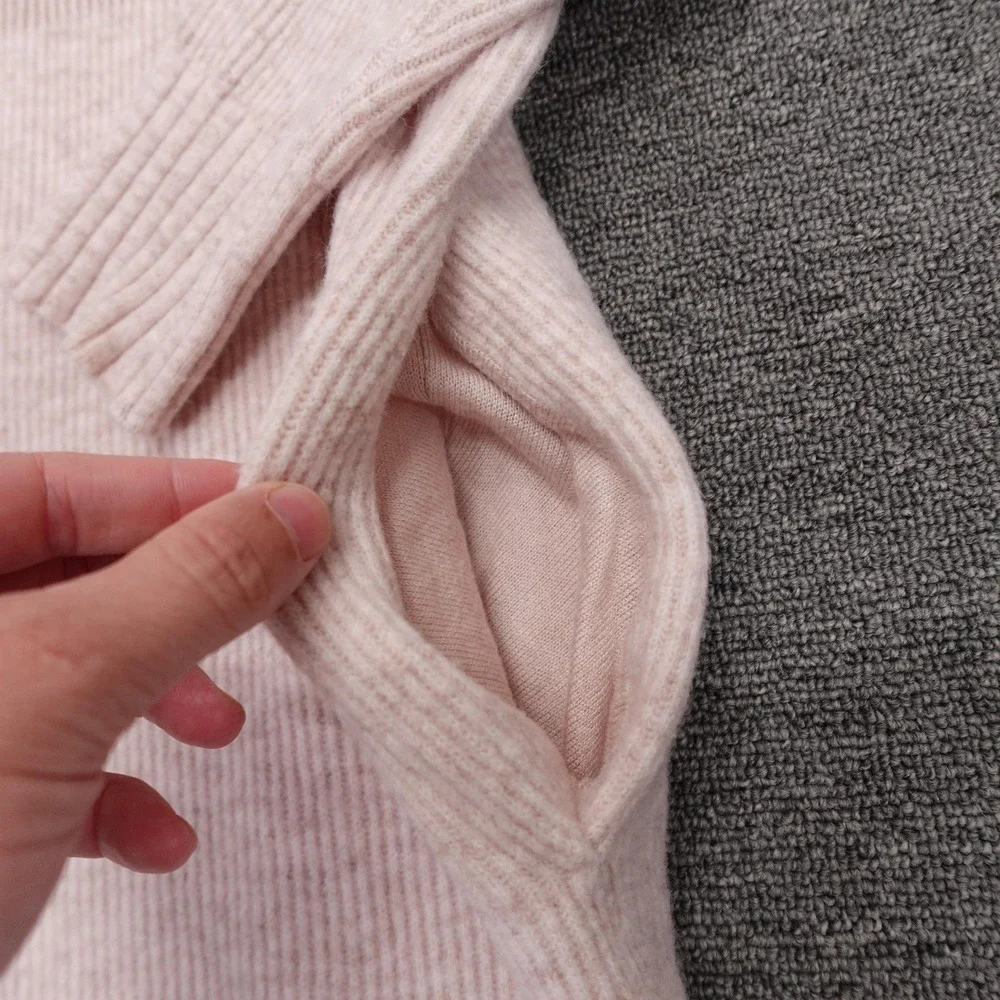 Lululemon Sweater Womens 6 Pink Cashmere Blend Ribbed Crewneck Tunic Pockets